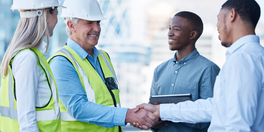 Construction company reviewing digital marketing results